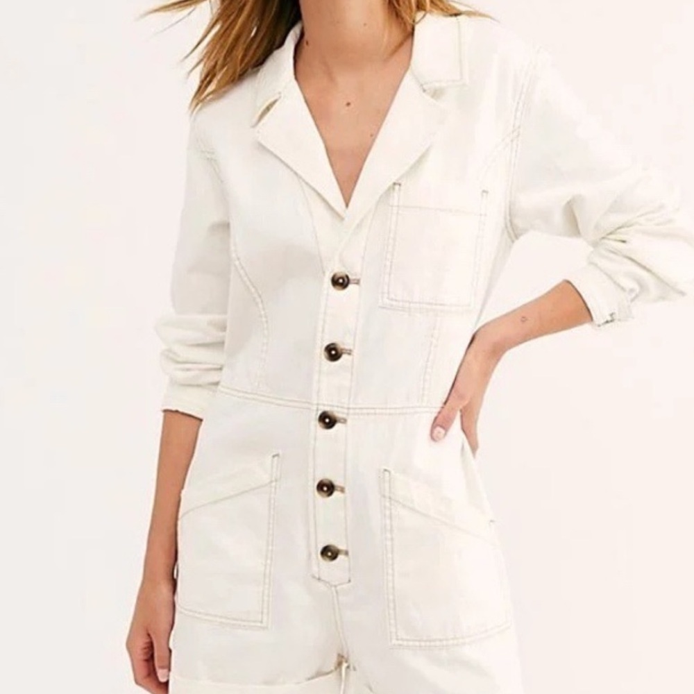 Free People Cream Button-Up Jumpsuit-NWOT size small